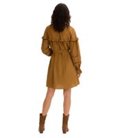 Delicate women's tunic dress in flowing viscose with ruffles and tie belt 906791 Brown