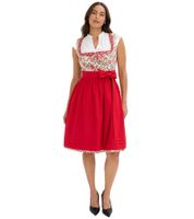Two-piece women's dirndl consisting of a bodice and skirt, Oktoberfest outfit with trim and apron, traditional dress 970196 Red/White