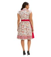 Two-piece women's dirndl consisting of a bodice and skirt, Oktoberfest outfit with trim and apron, traditional dress 970196 Red/White