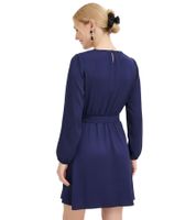 Flared Women's Mini Dress with Ruching and Belt - Sustainable Business Dress 935854 Dark Blue