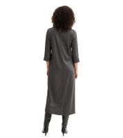 Elegant Women's Midi Dress in Shiny Satin with Decorative Seam, 3/4 Sleeve, Gray 921267