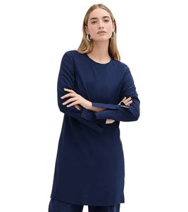 Casual Women's Mini Dress, Tunic-Style Summer Dress with Long Sleeves 956346 Blue