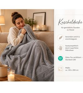 Oeko-Tex Standard 100 Certified Microfiber Blanket, Approx. 150x200cm, Dark Gray