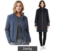 Completo elegante da donna 2 pezzi: cappotto in lana e piumino 2 in 1 con fibre riciclate, 934964, blu notte