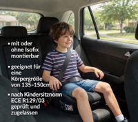 Osann Boost Isofix Child Booster Seat, Certified Child Car Seat with Washable Cover, 135-150cm, Black