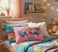 nickelodeon PAW PATROL Skye Chase Welpen Kinder Kissen Reisekissen mit Taschen 38x20cm Pink/Rosa