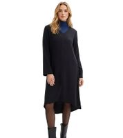 Abito midi da donna asimmetrico in twill di morbido lyocell, modello da sera 957960, colore nero