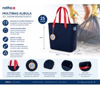 Nachhaltige Rotho Multibag ALBULA 25L Ocean-Bound Plastic Tragetasche Einkaufskorb 7670987 Navy blau/Orange