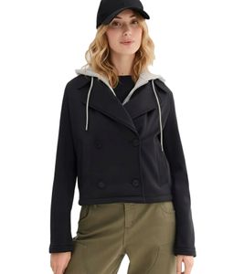 Veste de mi-saison extravagante pour femme avec capuche amovible 969863 Noir/Gris