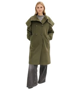 Manteau femme facile d'entretien aspect laine, veste oversize mi-saison verte 952474