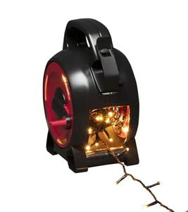 Konstsmide Weihnachtsbeleuchtung für den Außenbereich Lichterkette auf Kabeltrommel 7 Meter 100 LEDs Bernsteinfarben IP44 wasserdicht Schwarz/Rot