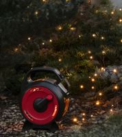 Konstsmide Weihnachtsbeleuchtung für den Außenbereich Lichterkette auf Kabeltrommel 7 Meter 100 LEDs Bernsteinfarben IP44 wasserdicht Schwarz/Rot