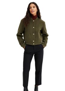 Blouson en laine effet laine pour femme, facile d'entretien, avec boutons décoratifs, grandes tailles, réf. 973668 Vert