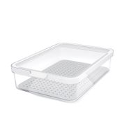 Rotho CAUMA Kühlschrankorganizer 2,6 Liter Stapelbare Frischebox mit Deckel 7623087 Transparent/Weiß