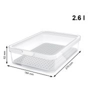 Rotho CAUMA Kühlschrankorganizer 2,6 Liter Stapelbare Frischebox mit Deckel 7623087 Transparent/Weiß