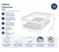 Rotho CAUMA Kühlschrankorganizer 2,6 Liter Stapelbare Frischebox mit Deckel 7623087 Transparent/Weiß