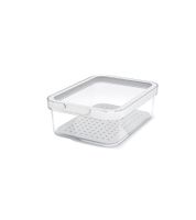 Rotho CAUMA Kühlschrankorganizer 1,2 Liter Stapelbare Frischebox mit Deckel 7624952 Transparent/Weiß