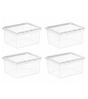 4er Set plast team Aufbewahrungsbox 3,5 Liter Stapelbare Vorratsboxen mit Deckel 8042228 Transparent/Weiß