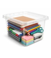 2er Set plast team Aufbewahrungsbox 9 Liter Stapelbare Vorratsboxen mit Deckel 8031230 Transparent/Weiß
