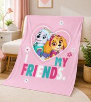 Nickelodeon PAW PATROL "I LOVE MY FRIENDS" Kids' Blanket – Soft, Cozy Throw (130x170 cm) – Pink