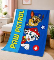 Nickelodeon PAW PATROL Kids' Blanket with Logo, Lettering, and Characters – Soft Throw Blanket (130x170 cm) – Blue