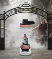 Harry Potter Trinkflasche „Back to Hogwarts“ oder „Hogwarts Express“ 700 ml mit Schraubdeckel im magischen Design Transparent/Schwarz/Grau oder Transparent/Rosa