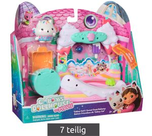 7-Piece GABBY'S DOLLHOUSE Toy Set: Cakey Cat's Sweet Treat for the Dollhouse – Pink/Turquoise/Multicolor