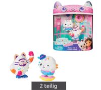2-teiliges GABBY`S DOLLHOUSE Spielzeug-Set Cakey Cat und Cookie Bobby Figuren mit Accessoires Pink/Türkis/Bunt