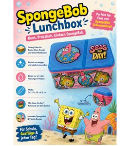 SpongeBob Schwammkopf Brotdose mit buntem Patrick Star-Motiv Brot-Aufbewahrungsbox ca. 1,4 Liter Rosa/Blau