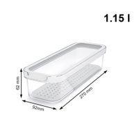 Organizador para nevera Rotho CAUMA 1,15 litros – Caja de conservación apilable con tapa 9117980 – Transparente/Blanco