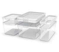 Organizador para nevera Rotho CAUMA 1,15 litros – Caja de conservación apilable con tapa 9117980 – Transparente/Blanco
