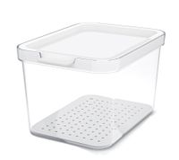 Organizador para nevera Rotho CAUMA de 2,15 litros – Caja de conservación apilable con tapa 9023389 – Transparente/Blanco