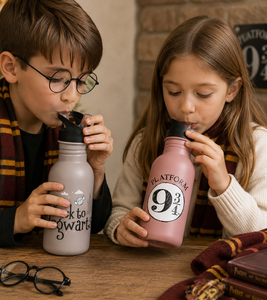 Harry Potter Water Bottle – "Hogwarts Express" or "Back to Hogwarts" – 500 ml Stainless Steel Bottle with Magical Design (Pink or Grey)