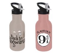Botella de agua de Harry Potter – "Hogwarts Express" o "Back to Hogwarts" – Botella de acero inoxidable de 500 ml con diseño mágico (Rosa o Gris)