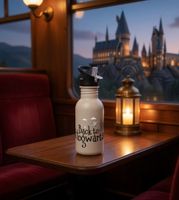 Botella de agua de Harry Potter – "Hogwarts Express" o "Back to Hogwarts" – Botella de acero inoxidable de 500 ml con diseño mágico (Rosa o Gris)