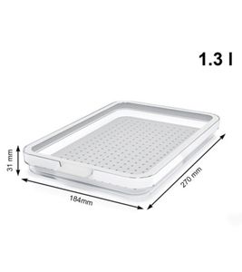 Organizador de refrigerador Rotho CAUMA de 1.3 litros, apilable, con tapa, 9554102, transparente/blanco