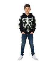 Sweat à capuche écoresponsable pour garçon – Sweatshirt doux en mélange de coton avec motif squelette (Modèle 922809 Vert ou 918185 Noir)