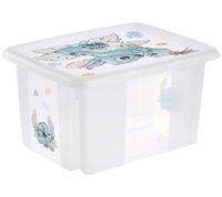Boîte de rangement keeeper Karolina « Stitch » avec couvercle, empilable, 15 L, 9575479, blanc/transparent