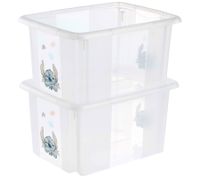 Boîte de rangement keeeper Karolina « Stitch » avec couvercle, empilable, 15 L, 9575479, blanc/transparent