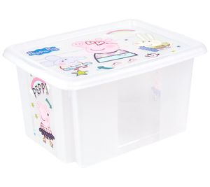 Boîte de rangement keeeper Karolina « Peppa Pig » avec couvercle, empilable, 15 L, 9575388, blanc/transparent
