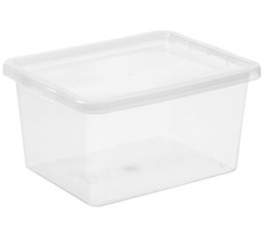 Boîte de rangement plast team Basic 20 litres, empilable avec couvercle, 8364232, blanc/transparent