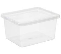 Boîte de rangement plast team Basic 20 litres, empilable avec couvercle, 8364232, blanc/transparent