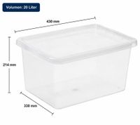 Boîte de rangement plast team Basic 20 litres, empilable avec couvercle, 8364232, blanc/transparent