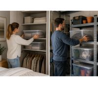 Boîte de rangement plast team Basic 20 litres, empilable avec couvercle, 8364232, blanc/transparent