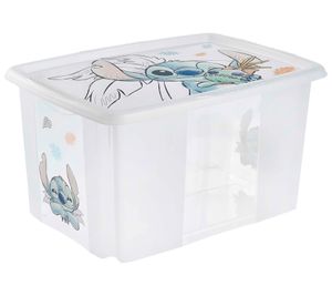 Boîte de rangement keeeper Karolina « Stitch » avec couvercle, empilable, 45 L, 9575281, blanc/transparent