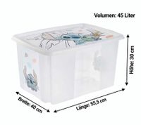 Boîte de rangement keeeper Karolina « Stitch » avec couvercle, empilable, 45 L, 9575281, blanc/transparent
