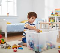 Boîte de rangement keeeper Karolina « Stitch » avec couvercle, empilable, 45 L, 9575281, blanc/transparent
