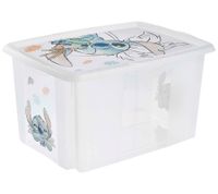 Boîte de rangement keeeper Karolina « Stitch » avec couvercle, empilable, 45 L, 9575281, blanc/transparent