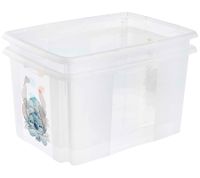 Boîte de rangement keeeper Karolina « Stitch » avec couvercle, empilable, 45 L, 9575281, blanc/transparent
