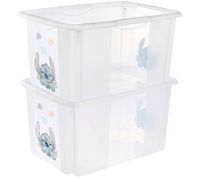 Boîte de rangement keeeper Karolina « Stitch » avec couvercle, empilable, 45 L, 9575281, blanc/transparent